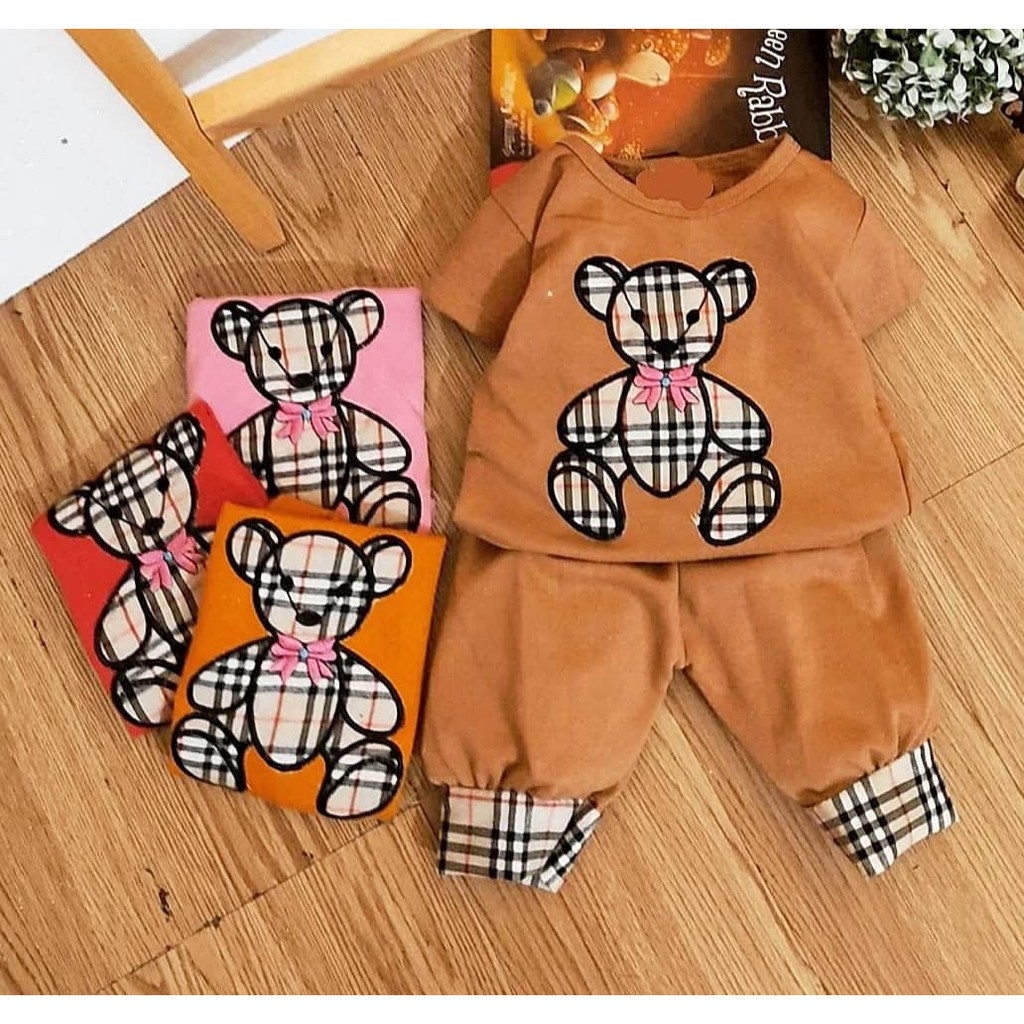 Klik Mds Setelan Baju Anak Bayi Perempuan Tika Bear Hanya Satu Ukuran Usia 2-9 Bulan