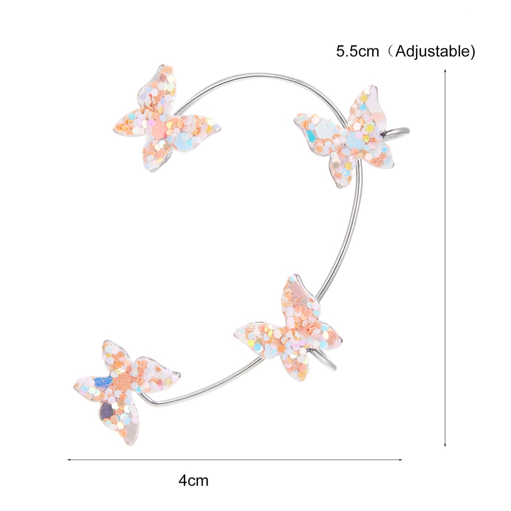 Hu Hu Hu Hu Hu Alat Bantu Pasang Kacamata♡ 1pc Anting Klip Tanpa Tindik Wanita Desain Kupukupu Sequin Romantis Untuk Pestahadiah