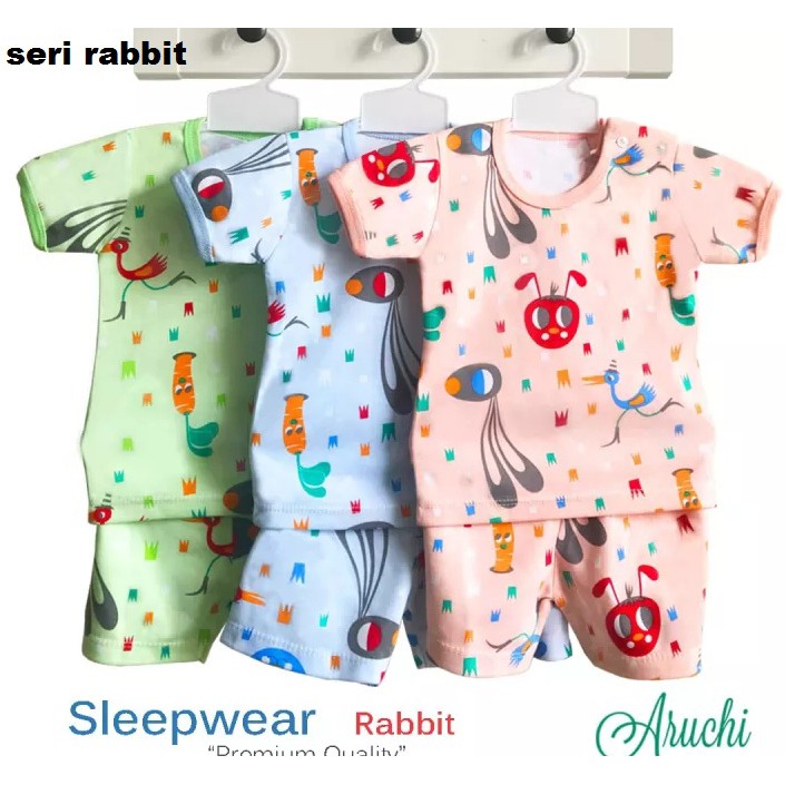  NEW  ARUCHI Setelan PENDEK Piyama Baju  Tidur Bayi ukuran  