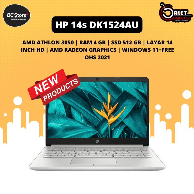 Jual Laptop Hp 14s Dk1524au Amd Athlon Silver 4 Gb Ssd 512 Gb Windows 11ohs 2021 Shopee 9637