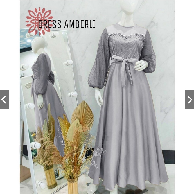 AMBERLI MAXI DRESS APP MUTIARA TEMBAK eD / BUSANA PAKAIAN KONDANGAN WANITA FASHION MUSLIM