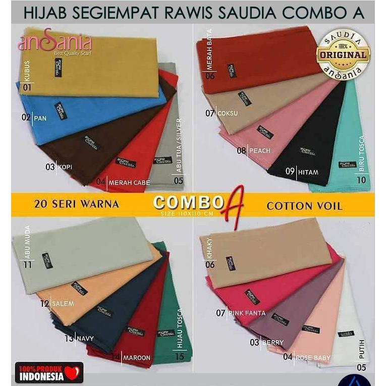 Ori Jilbab Saudia Rawis Jilbab kerudung Hijab khimar himar 