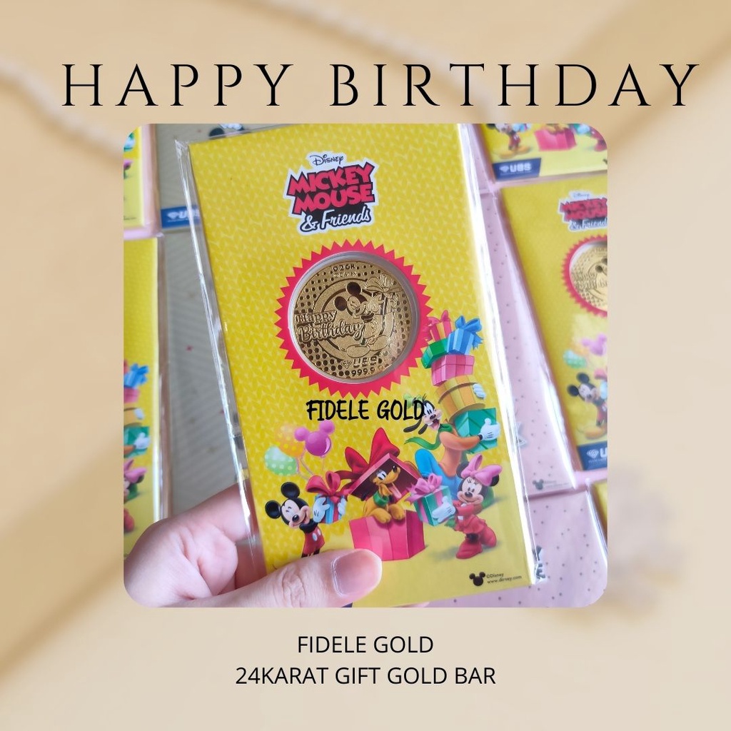 Mickey mouse UBS Disney 0,2 gram Happy Birthday Ulang Tahun Kado Emas asli