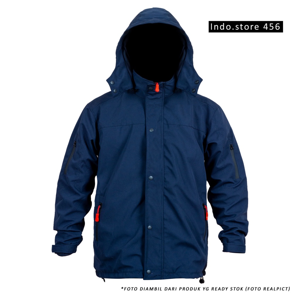JAKET PRIA WATERPROOF WINDPROOF JAKET ANTI AIR ANGIN JAKET OUTDOOR HIKING GUNUNG JAKET MOTOR NAVY BI
