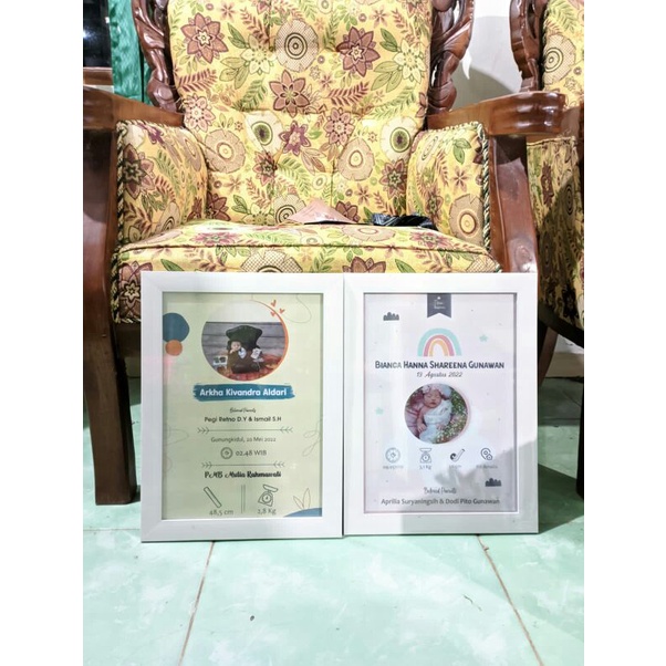 Biodata Bayi Anak Bingkai Figura Kaca (BISA COD) | Biodata bayi minimalis Hiasan Dinding Minimalis Kado Newborn