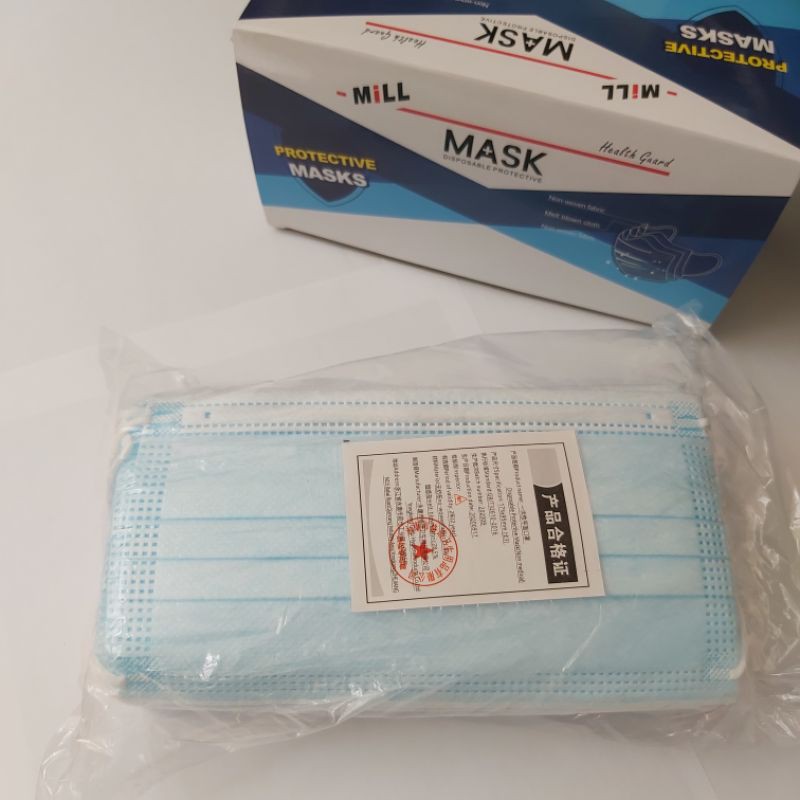 Masker Hidung Mulut Wajah Anti Debu 3 ply ( 1 box isi 50pcs ) Kesehatan Non Medis - MILL