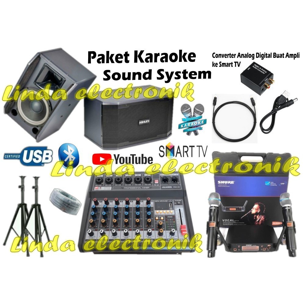 paket karaoke sound system ashley k2310 axl pmx 06 shure glxd 24