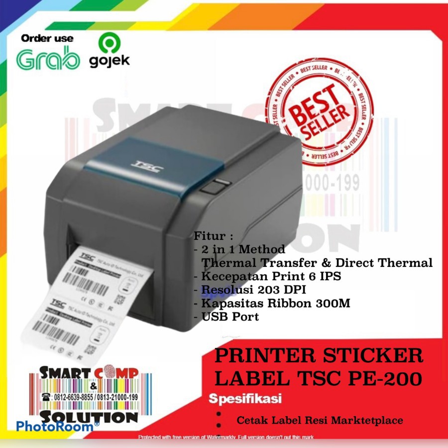 Printer Label Barcode TSC PE-200 - Stiker Resi Alamat Market Place A6