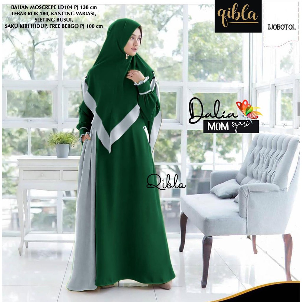 DALIA MOM - SYARI BAJU GAMIS SET JILBAB BERGO DRESS PARTY WANITA PEREMPUAN CEWEK BY QIBLA (COD)