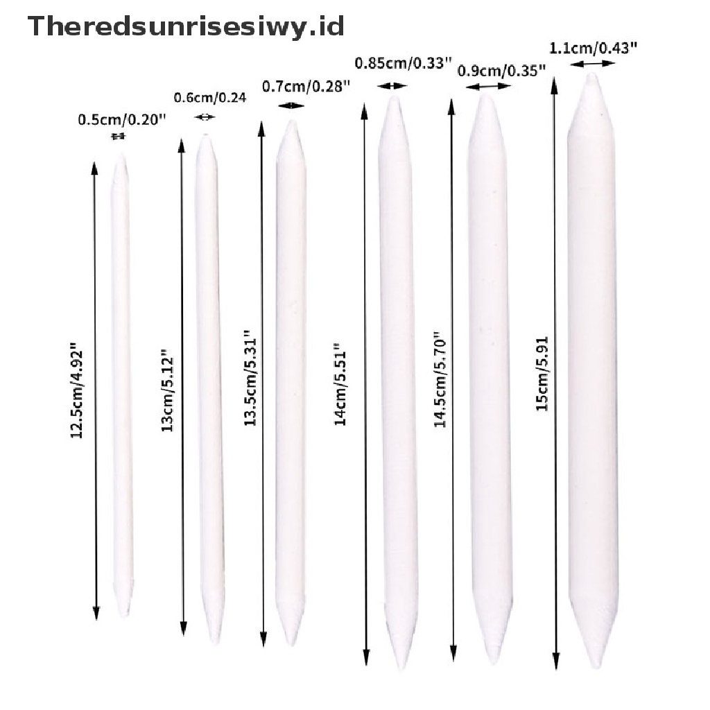 (Theredsunrisesiwy.Id) 6pcs / Set Stik Blending Smudge Stump Bahan Arang Putih Untuk Sketsa / Gambar