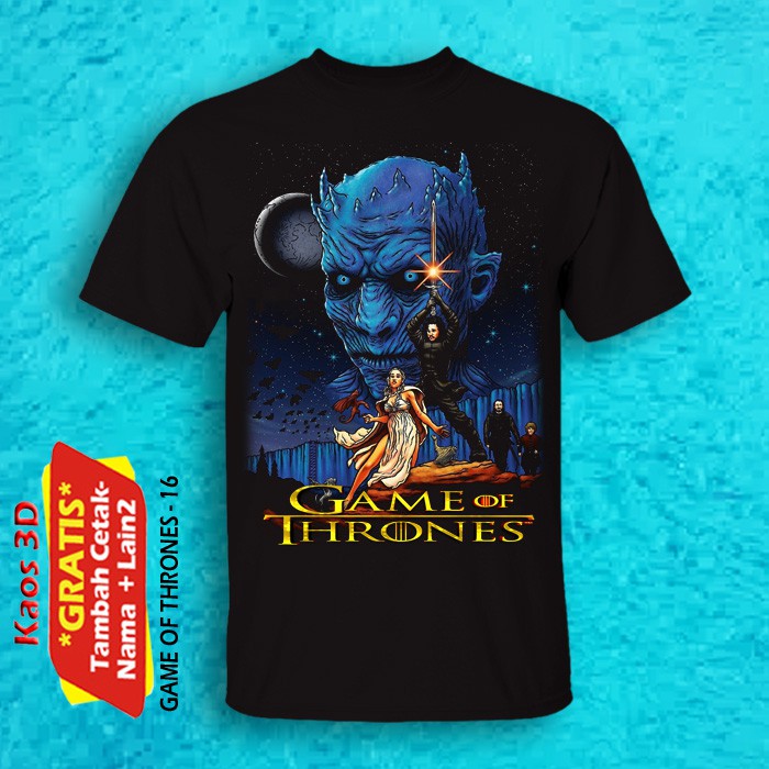 KAOS 3D GAME OF THRONES UKURAN ANAK SAMPAI DEWASA KUALITAS GAMBAR CETAK 3 DIMENSI MESIN PRINTING DTG