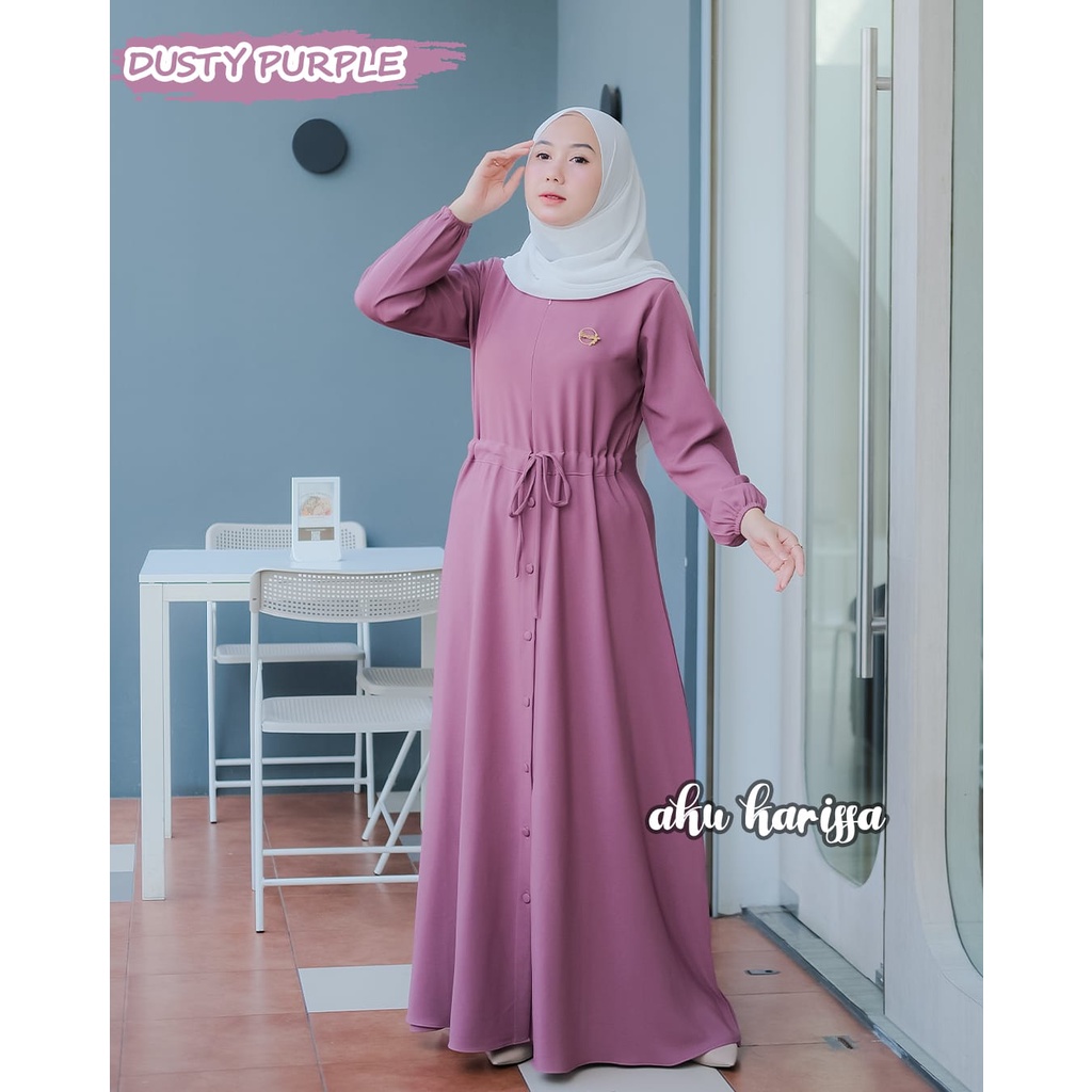 Dress Akifah ori aku karissa tifany twill dan videlya cringkle airflow dress serut bawah kancing busui