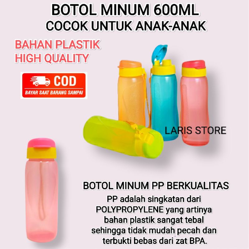 Botol Minum Plastik 600 ML (Lollykid) Bahan Plastik High Quality PP