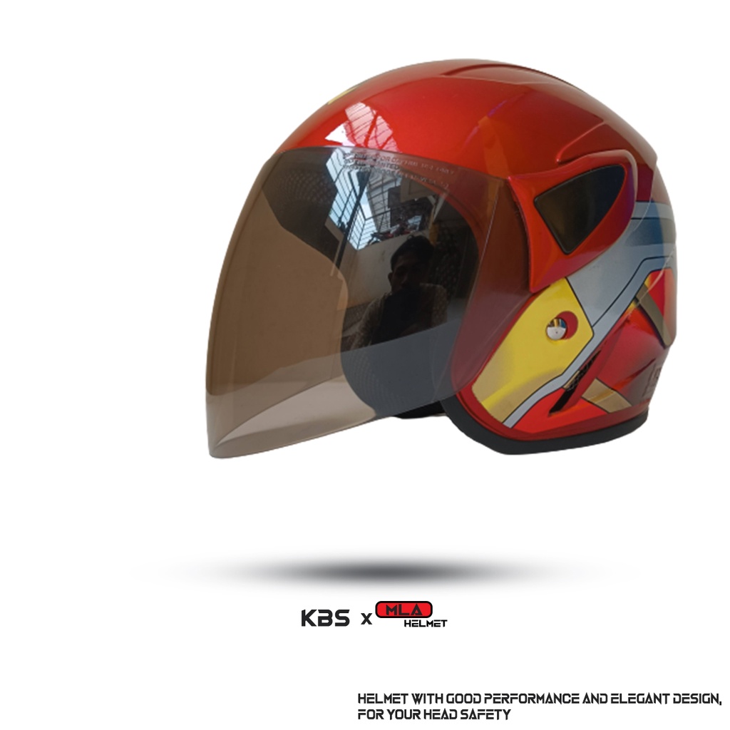 Helm Half Face Anak Junior KBS x MLA Motif iRON MAN Untuk Usia Anak 3-7 tahun COD