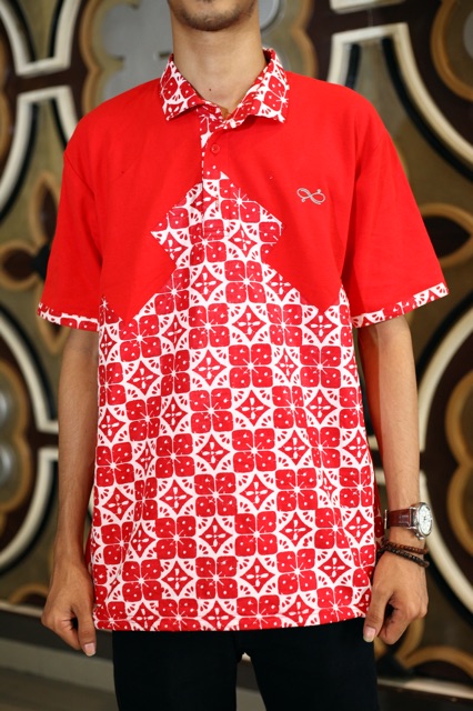 Loyal Kaos Polo Batik Merah Modern Pria M L XL XXL