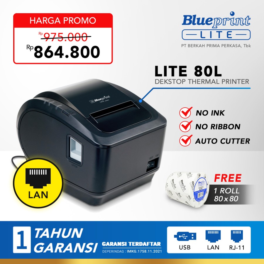 Printer Kasir Thermal POS BLUEPRINT Lite80L USB + LAN