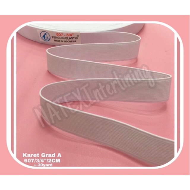 PENGUIN karet Elastis Pinggang Lebar 2cm Warna Hitam Dan Putih Isi 36 Yard