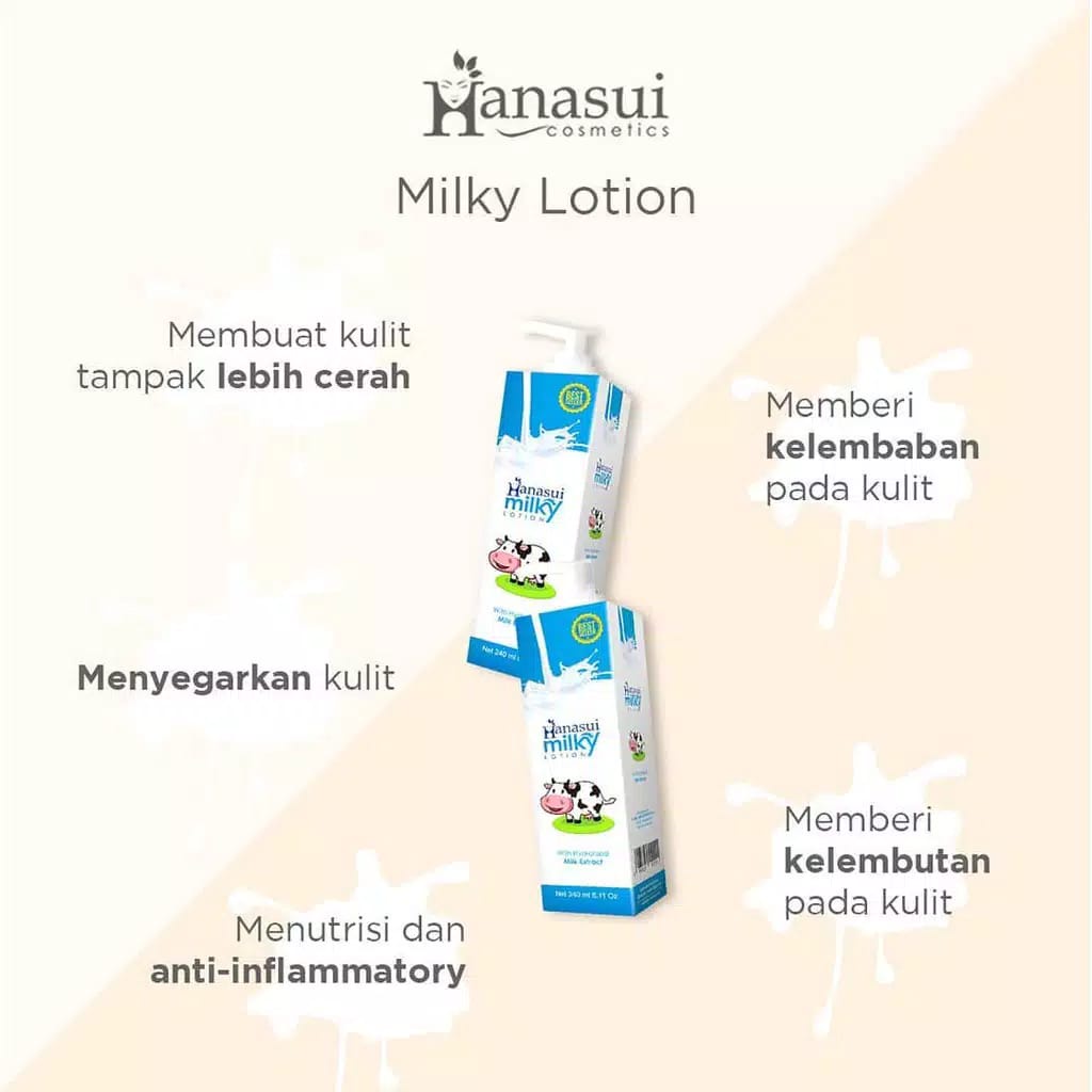 Qeila - HANASUI MILKY LOTION BODY LOTION WITH MILK EXTRACT BPOM 240 ML