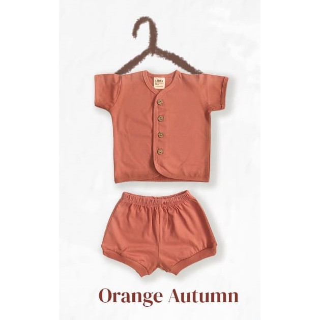 Libby Comfy Set Setelan Pendek / Libby New Born 1 Pasang 0-3 3-6 6-12 Bulan / Libby Baby / Baju Bayi-Orange Autumn