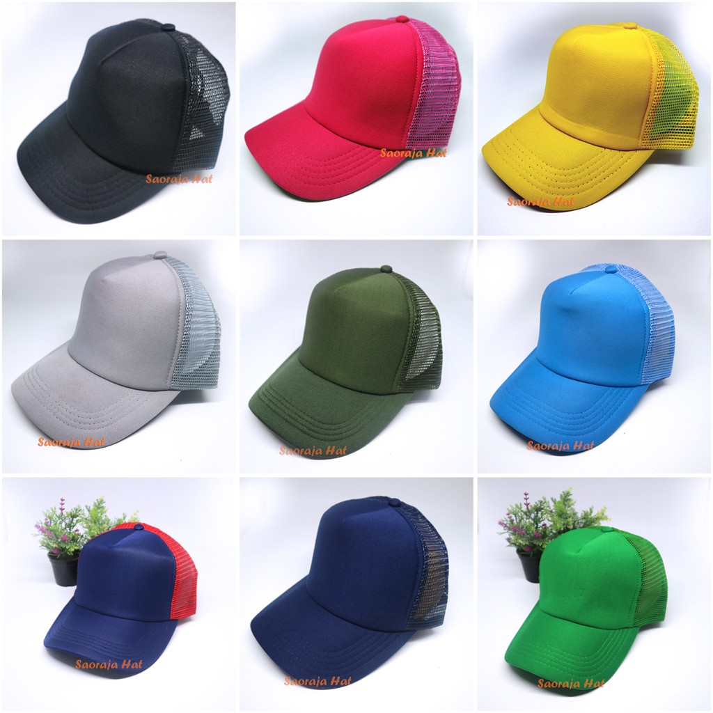 Topi Jaring / Trucker Polos Kombinasi  warna