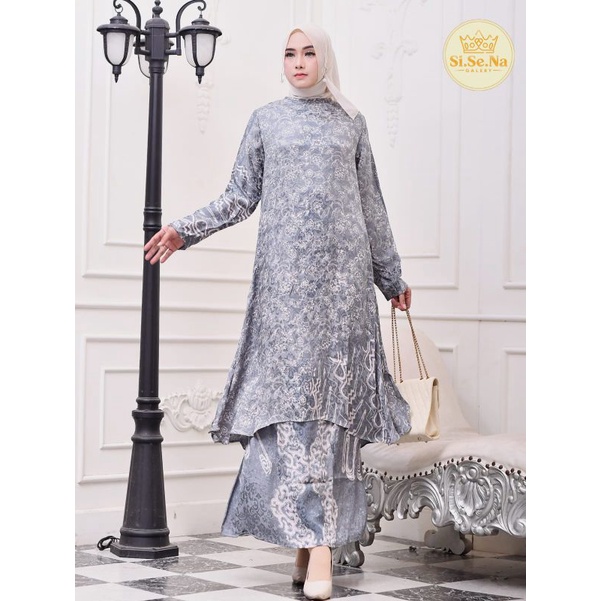 Zaja - One Set Batik Qonyta Motif Batik Mewah &amp; Anggun One Set Rok Batik Terbaru Stelan Batik Atasan &amp; Rok Fashion Muslim Perempuan Dewasa Setcel Batik Terbaru Motif Cantik