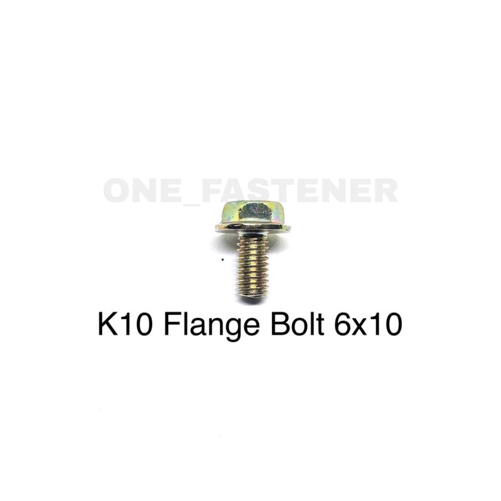 100 Pcs K10 Baut Flange Bolt M6x10 Kuning 1.0 Topi Kunci 10 6mm 1cm FBK