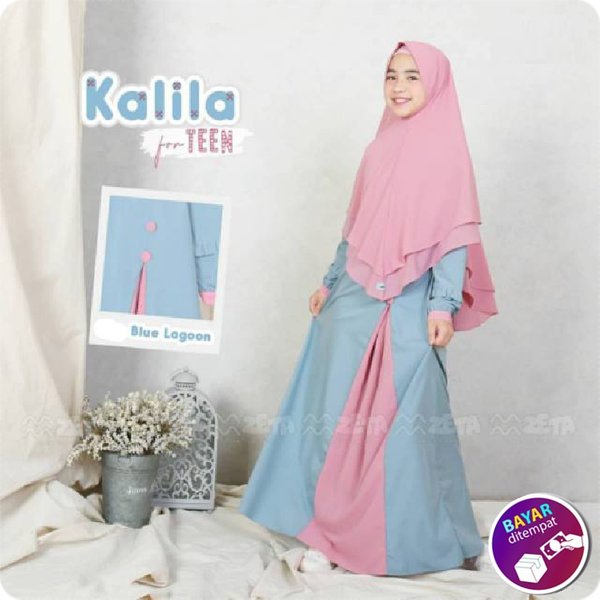 Baju Anak KALILA Gamis Set Hijab Umur 9 sd 12 Tahun