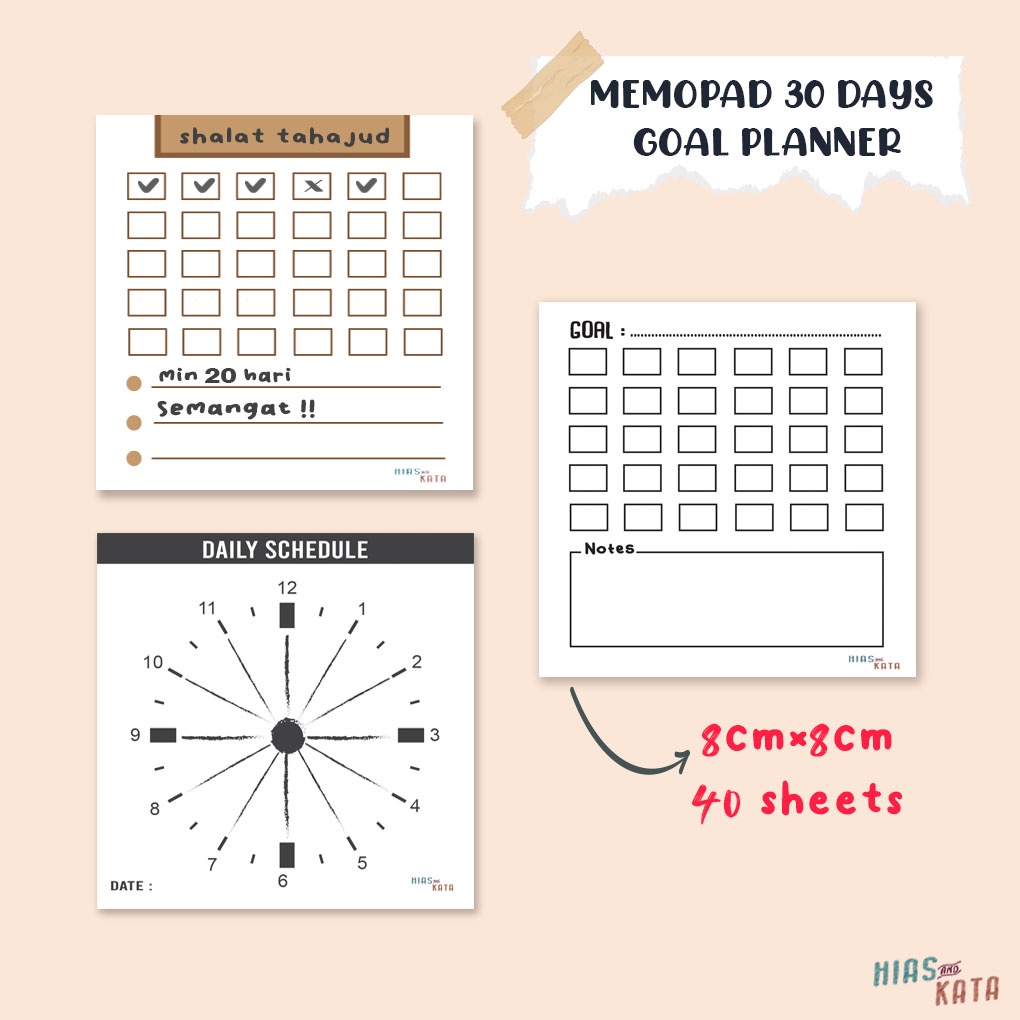 

Memo pad Goals Planner Daily Schedule 32 sheets