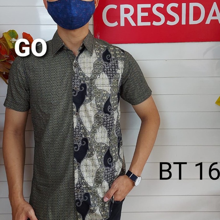 gof CRESSIDA KEMEJA BATIK Pakaian Pria Atasan Kemeja Hem Casual Slimfit Original Lengan Pendek Bagus