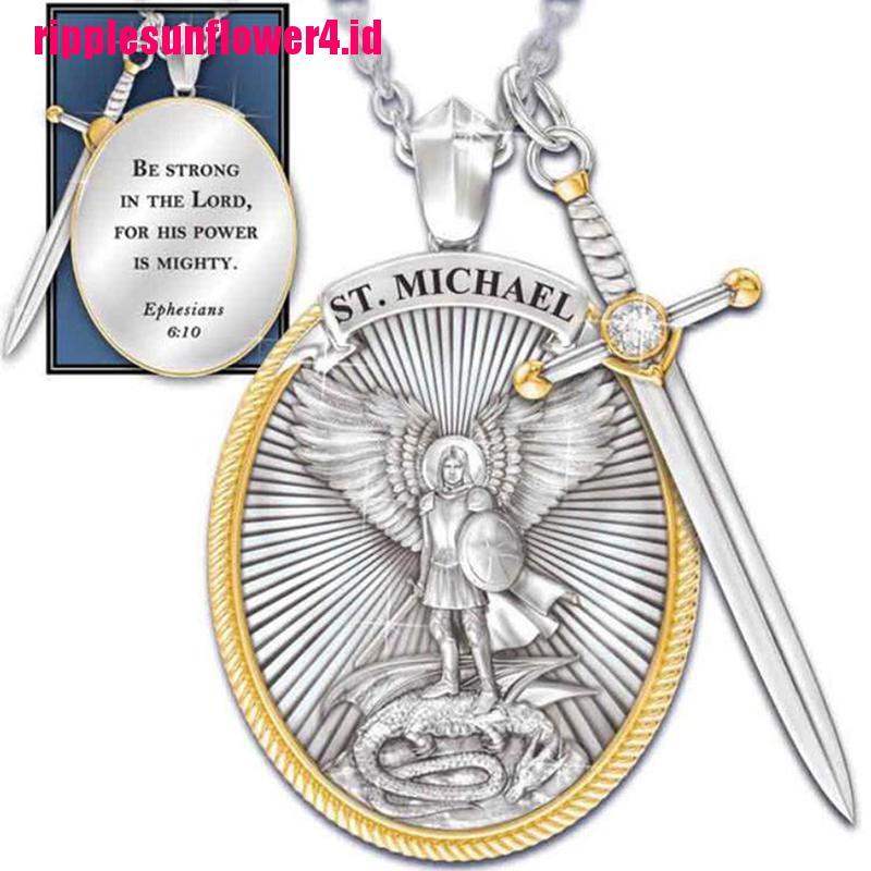 Patron Saint Kalung Rantai Dengan Liontin Michael The Archangel Untuk Wanita