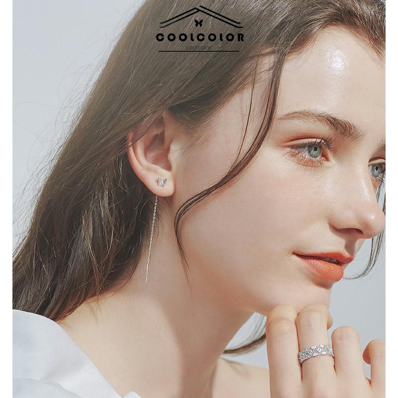 COD❤️1 sepasang Anting Garis telingaTelinga Wanita Kupu-kupu Kecil Anti Alergi Dan Anti Karat Penuh Kancing Telinga Aksesoris Emas Perak Fashion Korea Impor Murah
