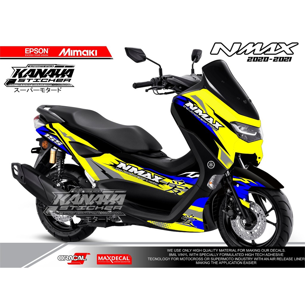 Decal Nmax Full Body Sticker Nmax new 2020 / 2021 Sticker Nmax Termurah kode Kny04 warna kuning Biru