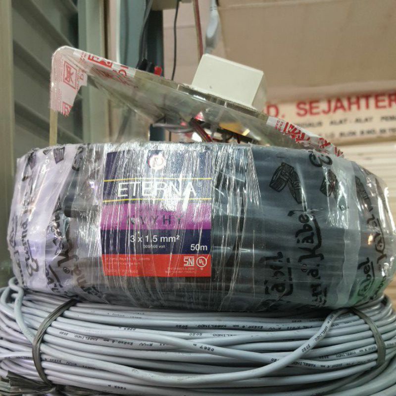 NYYHY 3x1,5 mm eterna 50meter kabel listrik serabut isi 3 kabel SNI