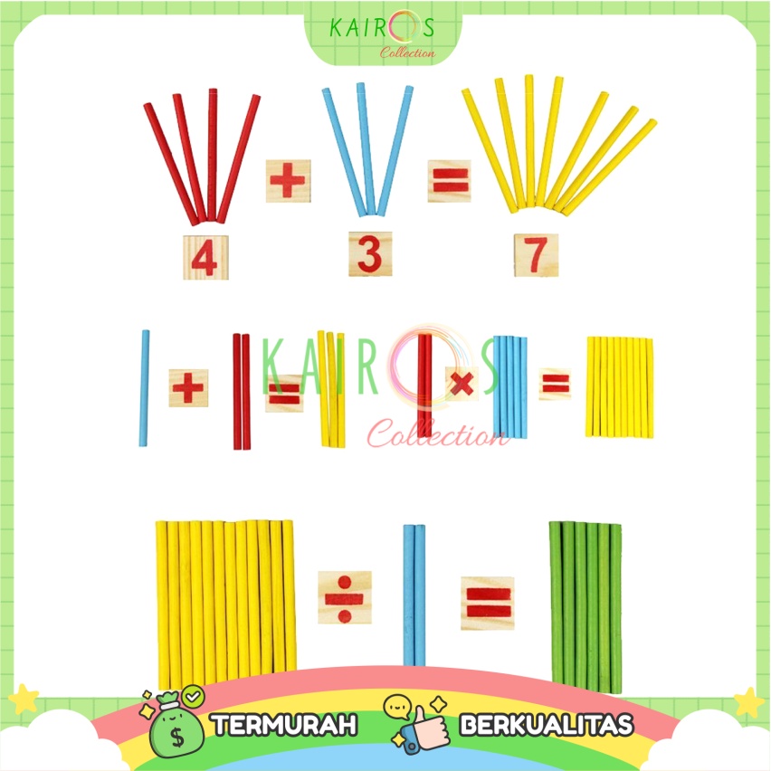 Mainan Anak Wooden Mathematical Intelligence Stick Kayu Belajar Matematika Berhitung