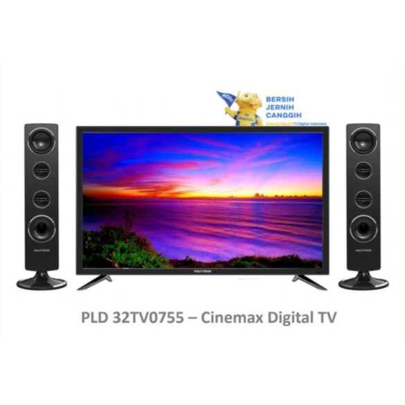 Polytron LED Digital TV 32&quot; DVB-T2 Cinemax 32TV0755 Speaker Tower