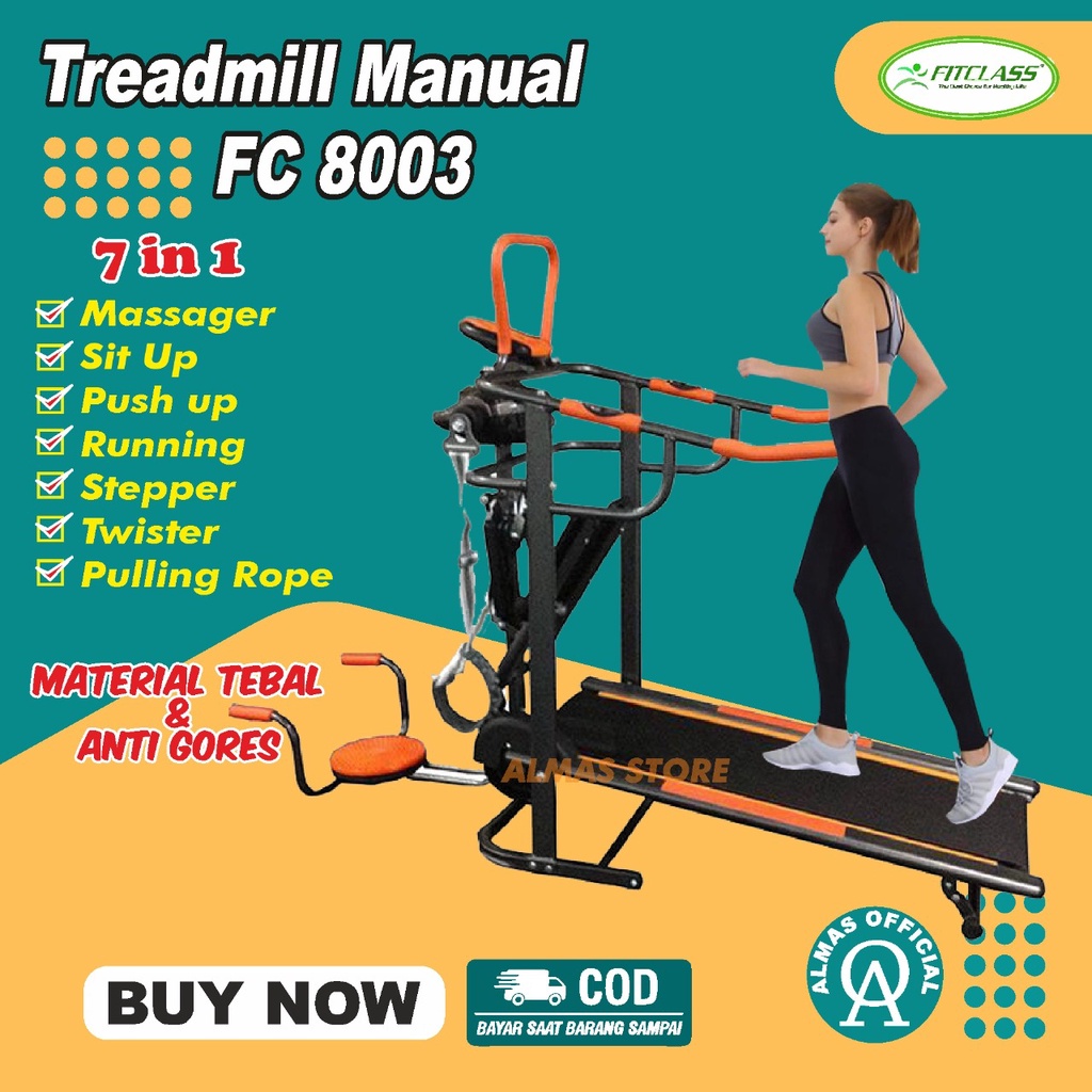TREADMILL MANUAL Kinetic Threadmill 6 Fungsi Fitness gym FC 8003 COD