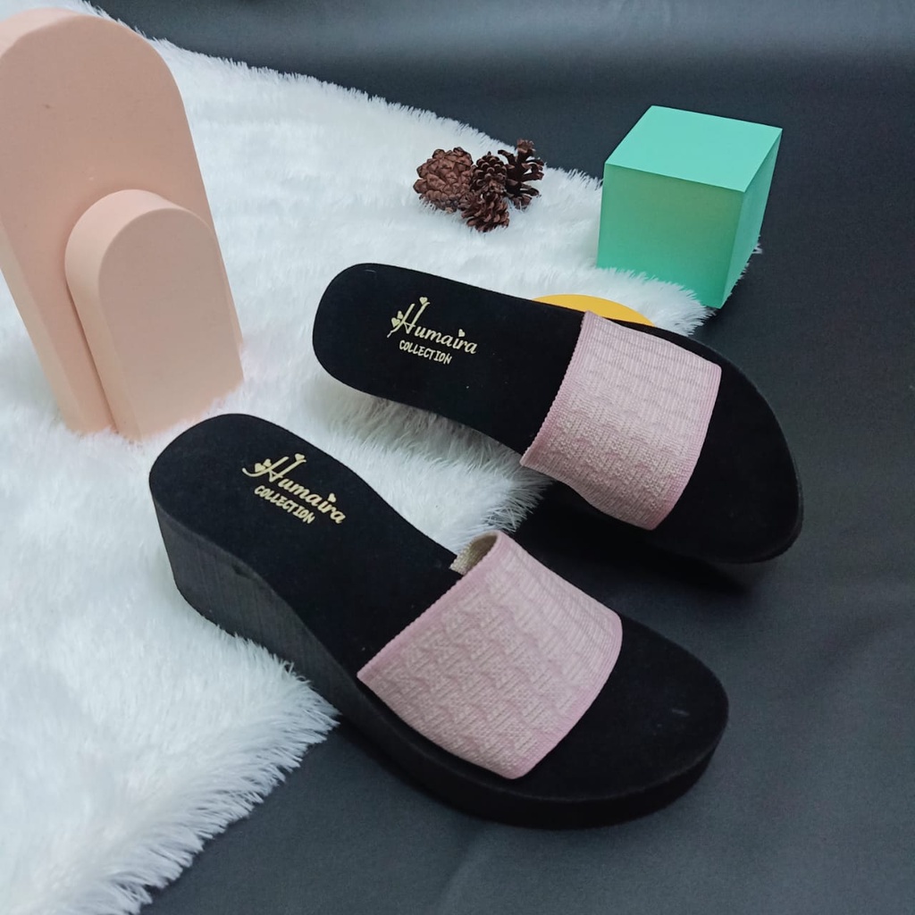 Sendal Selop Wedges Wanita Selop Rajut Terbaru Kekinian Sandal Wedges Wanita  - NESANH FLOE