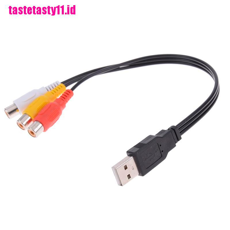 【TTID】USB male plug to 3 rca female adapter audio converter cable usb to rca