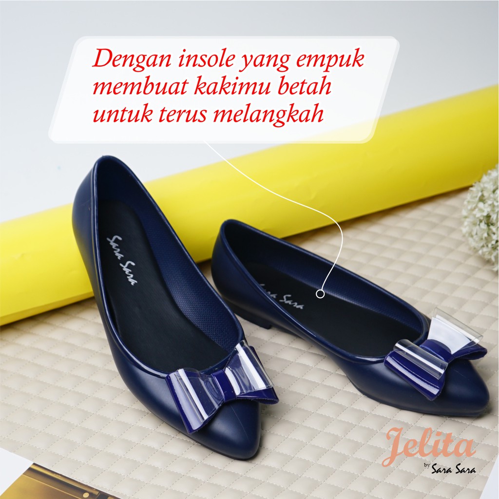 Sepatu Flat Shoes Jelly Wanita Casual Sepatu Flat Kerja Karet Anti Air Terbaru