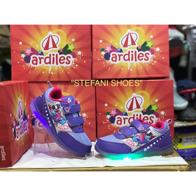 Sepatu Sekolah Ardiles Lampu Anak Perempuan Karakter My Little Pony Ungu Pink