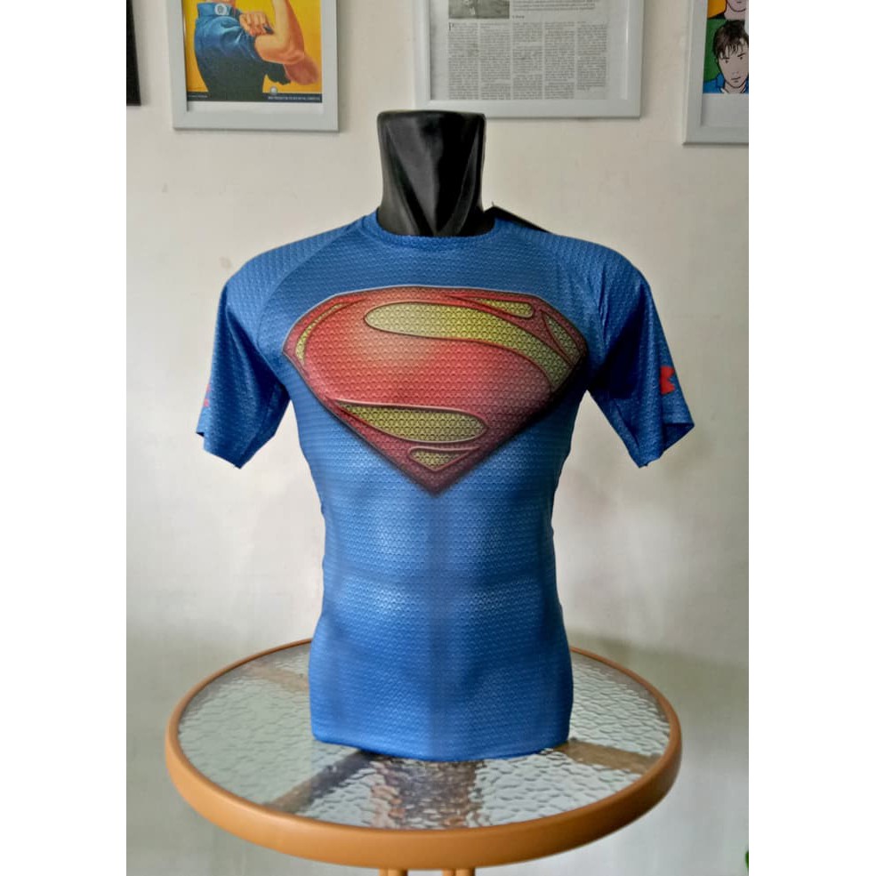 Fast Respon Kaos Baju Superman Super Hero Underarmour Gym Fitnes Fitness Lari Pria Murah