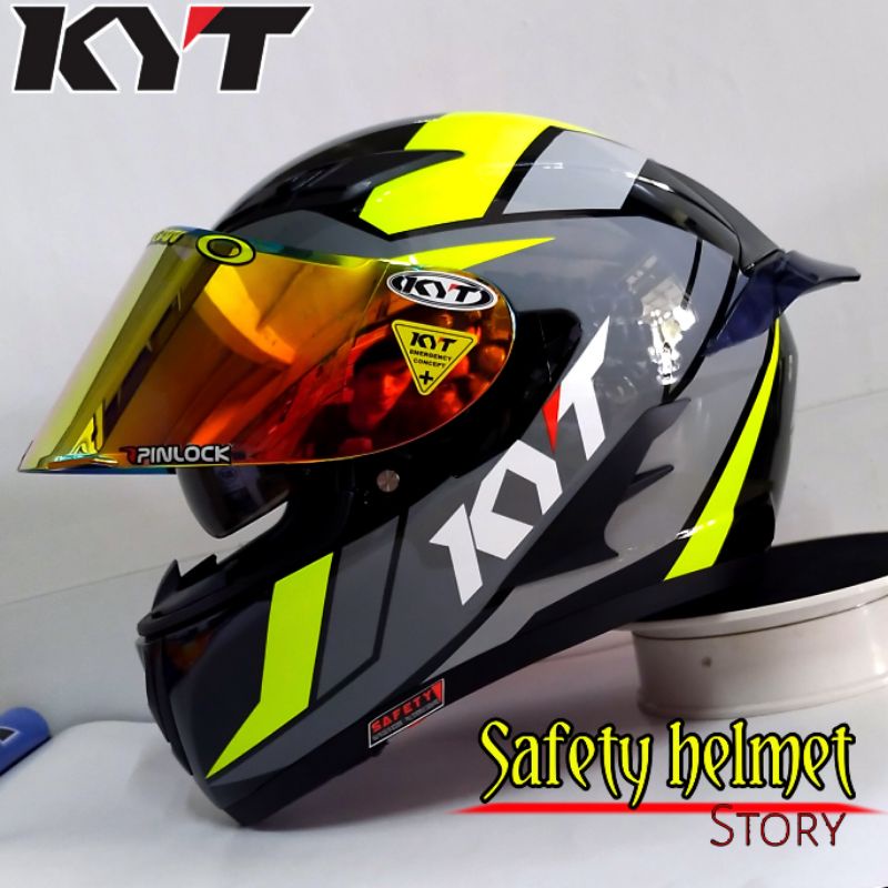 Helm Kyt FALCON FR Solid white Paket Ganteng Redbull Free Kaca original-Bk Fuxia yellow