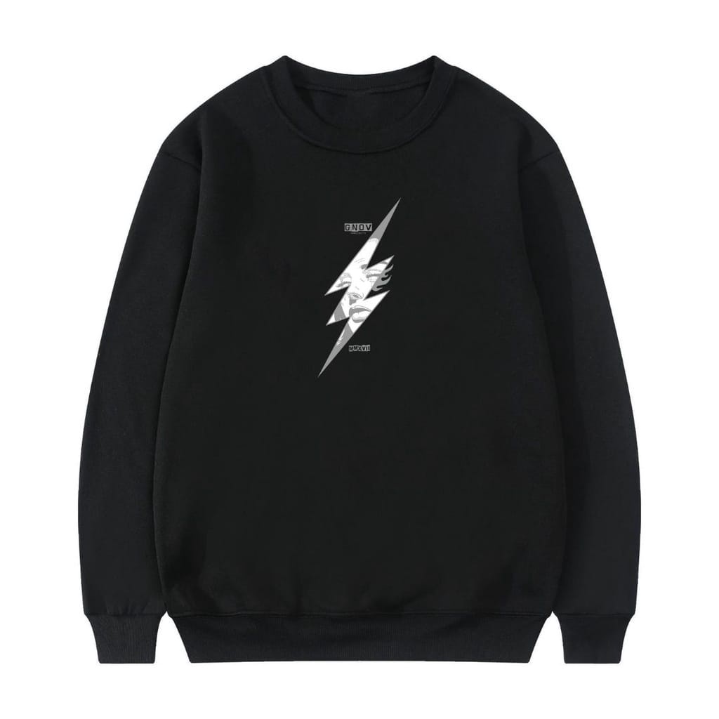 Sweater Crewneck Pria &amp; Wanita Lightninggirl art Fleece Size M - XXL