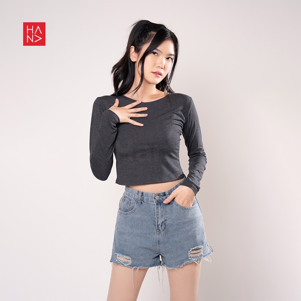 Hana Fashion - Star Twist Back Long Sleeve T-shirt Kaos Lengan Panjang Wanita - TS041