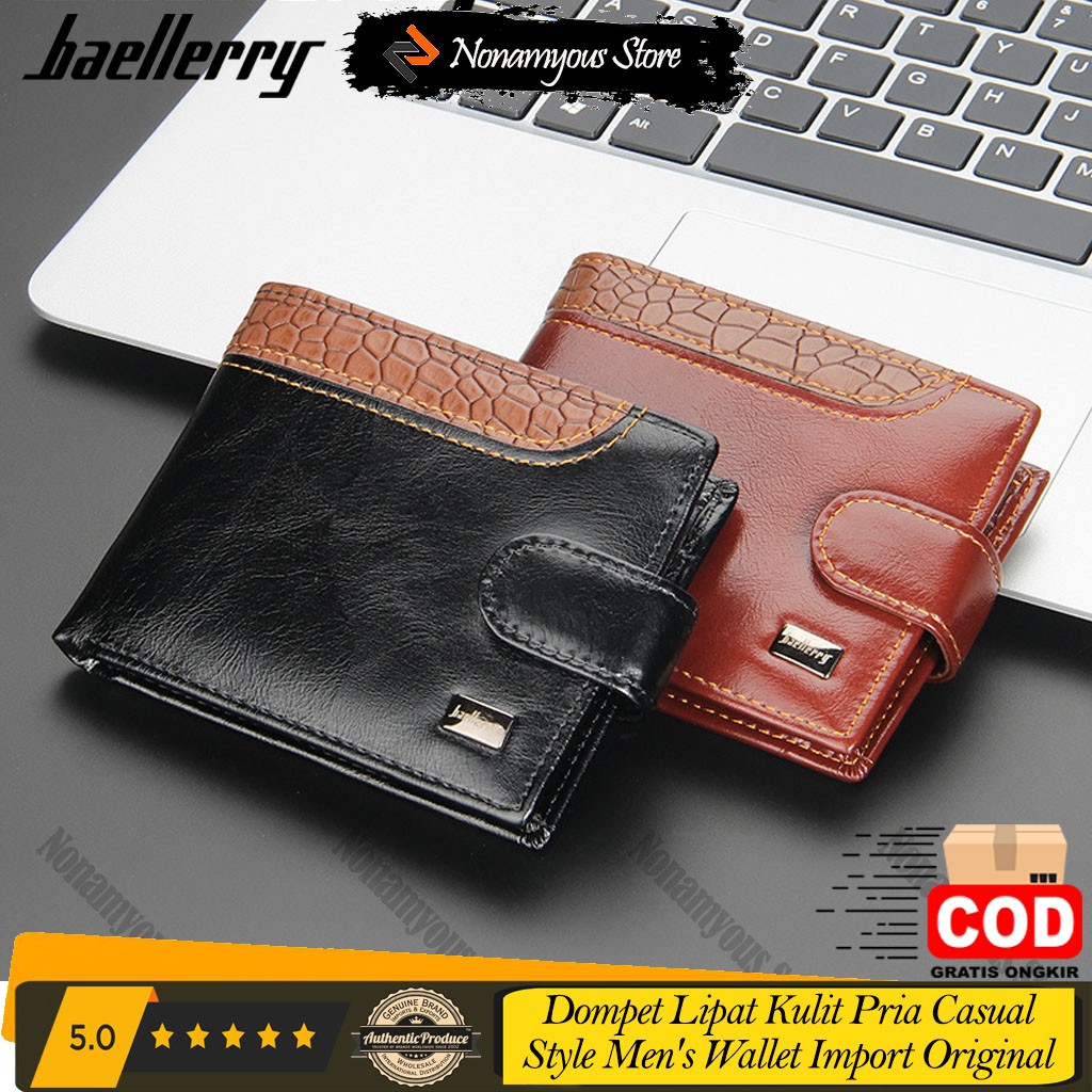 Dompet Lipat Kulit Pria Casual Style Men's Wallet Import Original Baellerry