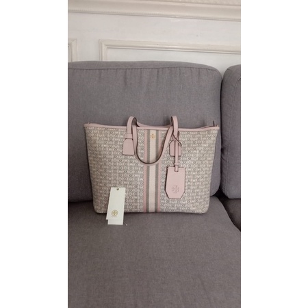 PRELOVED ~ TB Gemini Canvas Small Tote (Coastal Pink Gemini Link)