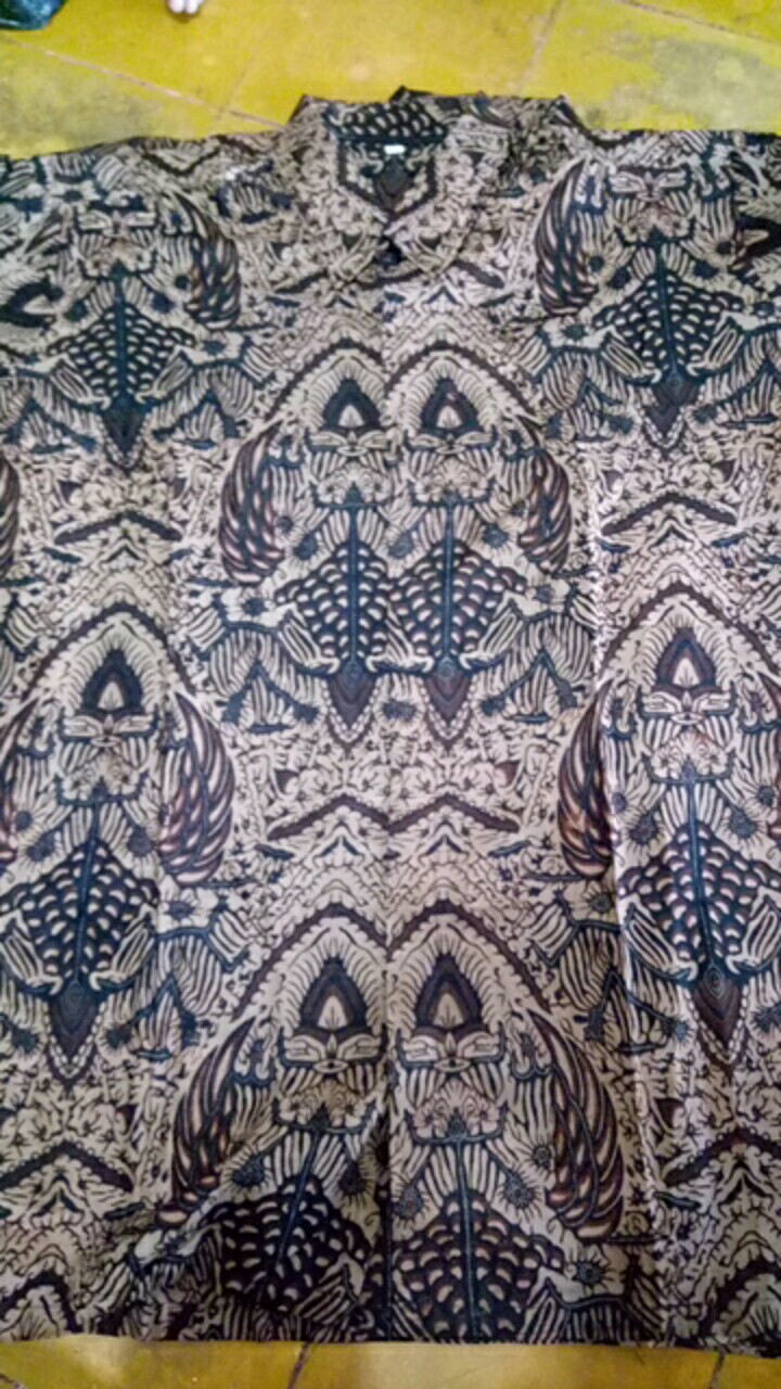 Jumbo Batik Hrb026 Kenongo Hem Pendek Padi Pekalongan M L Xl Batik Pria Murah Modern Grosir