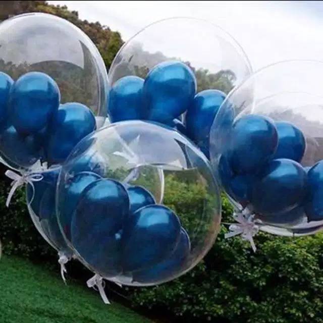 Balon PVC Transparan 18"Merk BOBO BIRU Kualitas Bagus Bobo Bening.