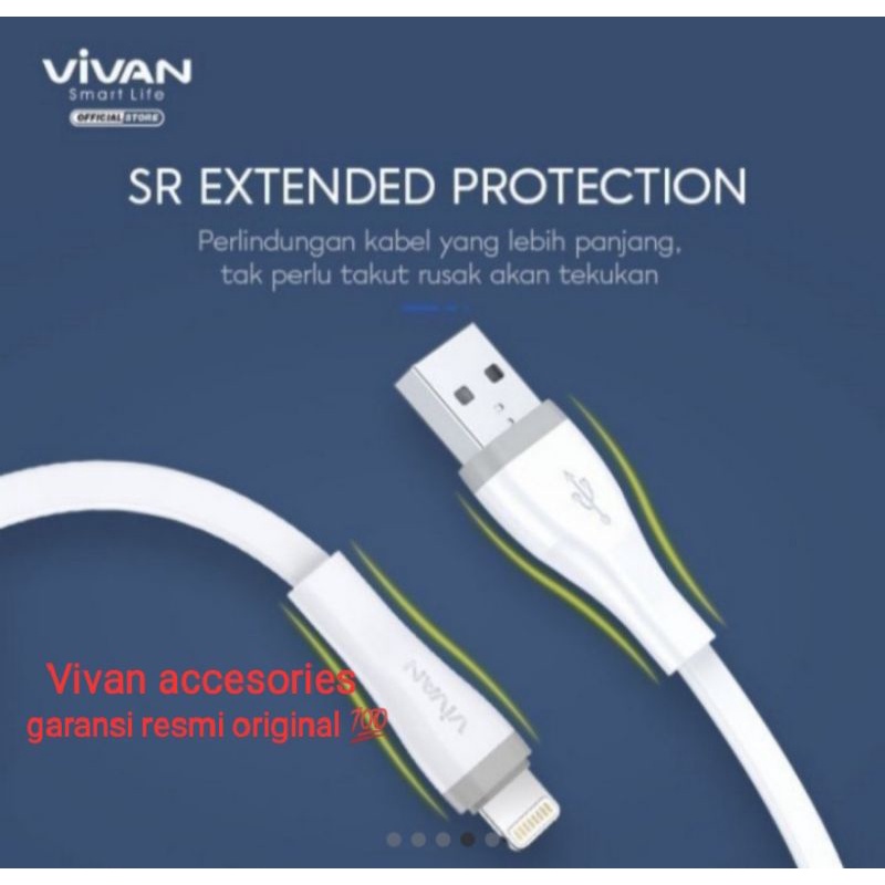 VIVAN SL200S.2A,200CM.Apple Quick Charge SR Extended Protection Flat Design Data Cable WHITE