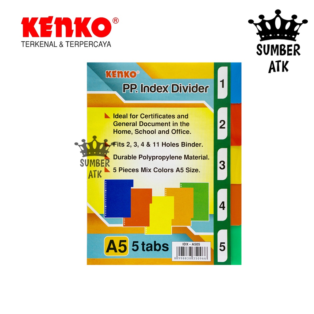 

KENKO PEMBATAS BINDER INDEX DIVIDER A5 IDX-A505 / 5 TAB
